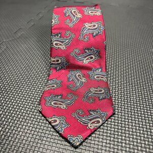 Don Loper Beverly Hills Red Paisley Silk Tie Mens Classic Neckwear